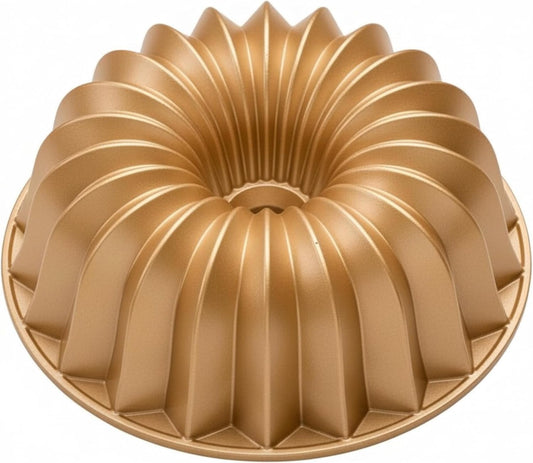 NutriChef Cake Pan - 10 Cups Die Cast Fluted Aluminum Cake Mold, Nonstick for Easy Release and Even Bake, Durable Design, Ideal for Desserts and Casseroles