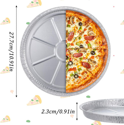 Kifmurase 30PCS Round Disposable Foil Pizza Pans, 11 Inch Large Size Focaccia Pan, Round Foil Serving Trays for Pizzas Cake Bread Chip Cookie, Disposable Aluminum Tin Plate for Freezer & OvenFoil
