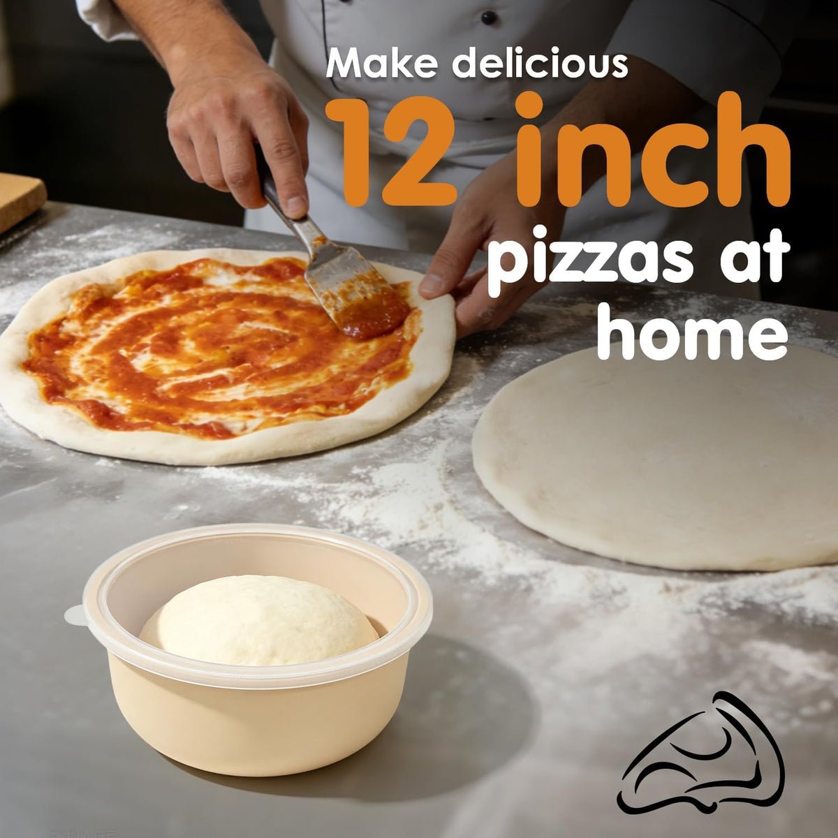 4Pcs Stackable Silicone Pizza Dough Proofing Containers with Lids,Pizza Dough Proofing Box | Make 12" Pizzas 700ml(4Pcs Beige)