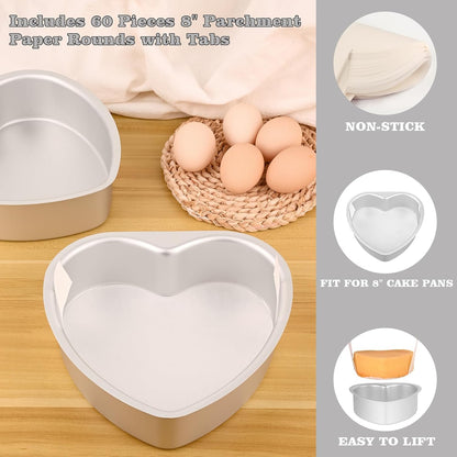 HUAKENER 8 Inch Heart Cake Pan, Non-stick Aluminum Heart Cake Pan