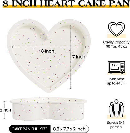 8 Inch Heart Shaped Cake Pans for Baking, Set of 3