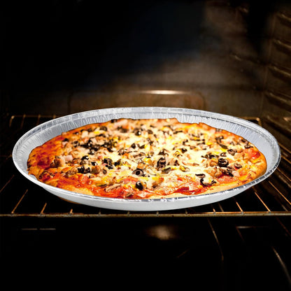 Pack of 12 -Disposable Round Foil Pizza Pans 12 Inch Focaccia Pan Large Serving Trays for Cookies, Cake, Focaccia and More