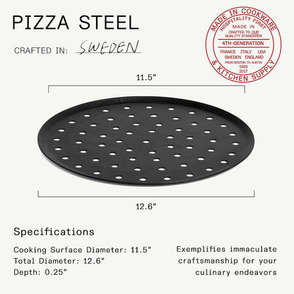 Made In Cookware - Seasoned 12" Carbon Pizza Steel - Professional Cookware - Crafted in Sweden - Induction Compatible