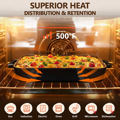 Cast Iron Detroit Style Pizza Pan, 9x13 Inch Deep Dish Pizza Pan
