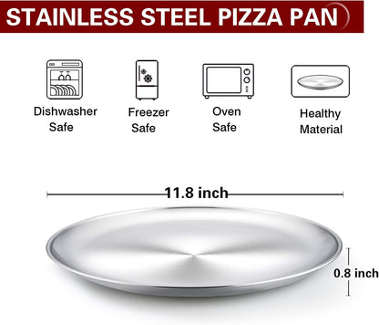 TeamFar Pizza Pan, 12 inch Pizza Pan Stainless Steel Pizza Oven Pan Tray