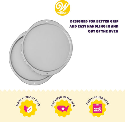 Wilton Recipe Right 12-Inch Pizza Pans, 2-Piece Set, Steel