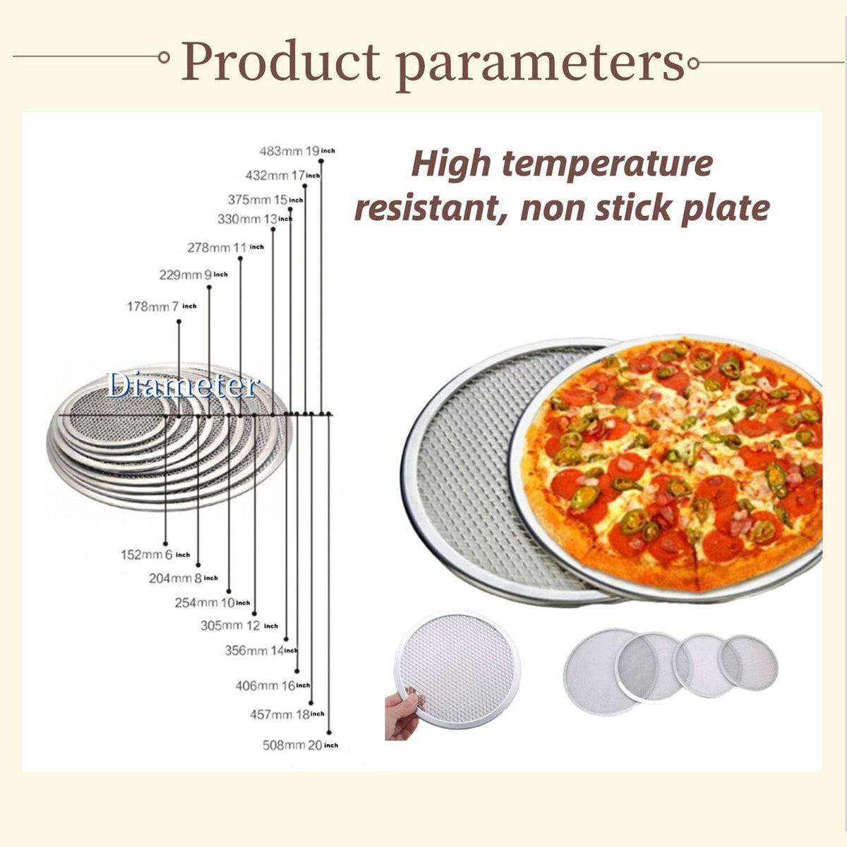 6Pcs 12 Inch Pizza Screen,Seamless Aluminum Pizza Screen,Pizza Pan For Oven