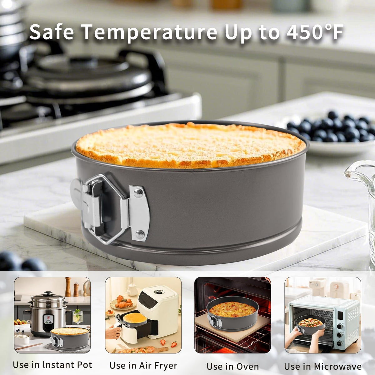 122PCs Cake Pan Sets for Baking, 7/8/9 Inch Round Cake Pans, Nonstick Springform Cake Pans, Cheesecake Baking Pans with 100 Pcs Piping Bags, 16 Pcs Nozzles, 3 Pcs Scrappers