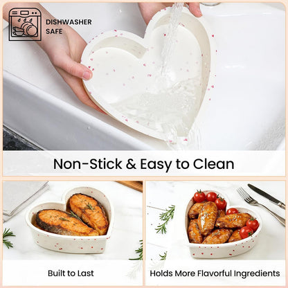 CAKETIME 3P 10 Inch Silicone Heart Shaped Cake Pans, Nonstick Cake Pan, BPA Free Silicone Heart Cake Baking Mold for Oven Dishwasher Safe-Heartdot