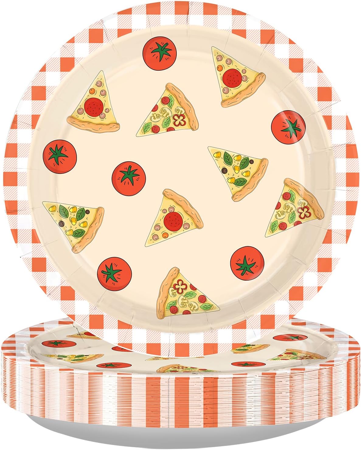50Pcs Pizza Paper Plates 9" Pizza Birthday Heavy Duty Paper Plates