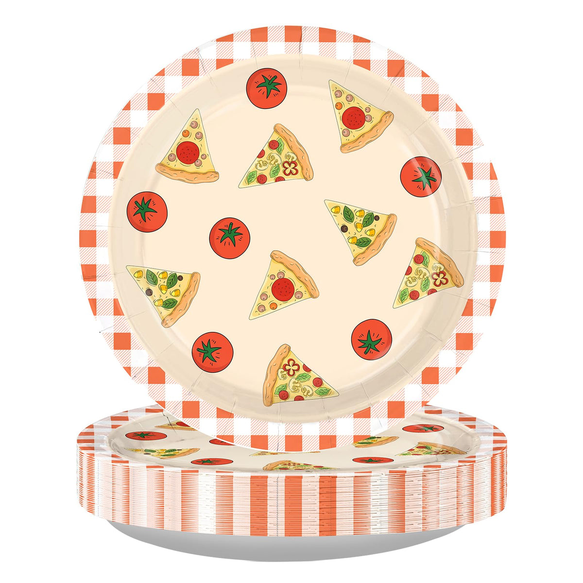 50Pcs Pizza Paper Plates 9" Pizza Birthday Heavy Duty Paper Plates