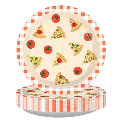 50Pcs Pizza Paper Plates 9" Pizza Birthday Heavy Duty Paper Plates