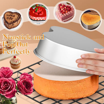 8 Inch Heart Shaped Cake Pans,2 Pack Non-stick Aluminum Heart Pan