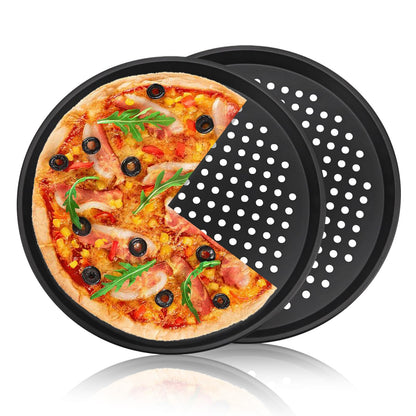 12-Inch Nonstick Pizza Pan with Holes, Perforated Carbon Steel Pizza Tray for Oven, Round Bakeware Pizza Tray for Home Restaurant Kitchen