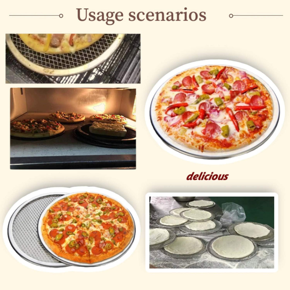 6Pcs 12 Inch Pizza Screen,Seamless Aluminum Pizza Screen,Pizza Pan For Oven