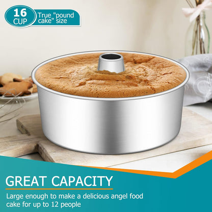 E-far 10-Inch Angel Food Cake Pan, Stainless Steel Tube Pan for Baking