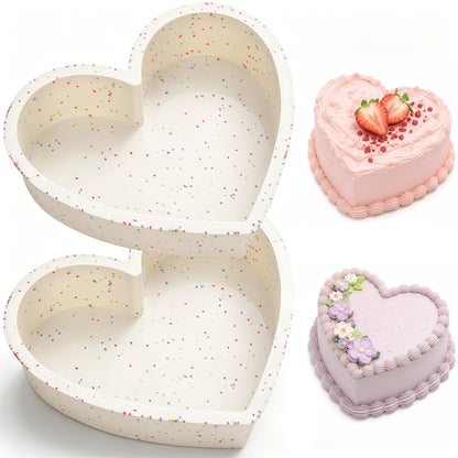 10 Inch Heart Shaped Cake Pans Silicone for Baking, 2 Pcs
