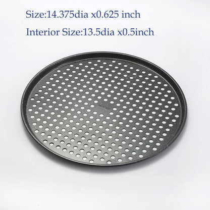 Monfish 14 inch Pizza Pan with holes 2 pack perforated huge Pizza Tray Carbon Steel Crisper Pan Non stick Pizza pan for oven