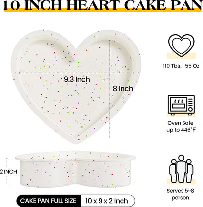 10 Inch Heart Shaped Cake Pans Silicone for Baking, 2 Pcs