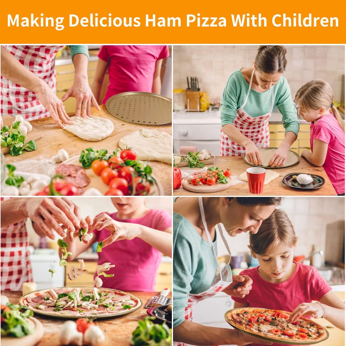 12.6 Inch Pizza Pan Set of 2, Non-Stick Carbon Steel Pizza Crisper Tray