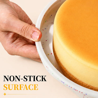 Vinino 6 Inch Round Cake Pan Set, 3 Pack Silicone Mold with Metal Frame