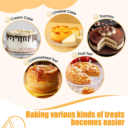8" Round Cake Pan, 3PCS Nonstick Cake Pans with 100 PCS Parchment Paper, Carbon Steel Cake Baking Pans with Handle, Dishwasher Safe