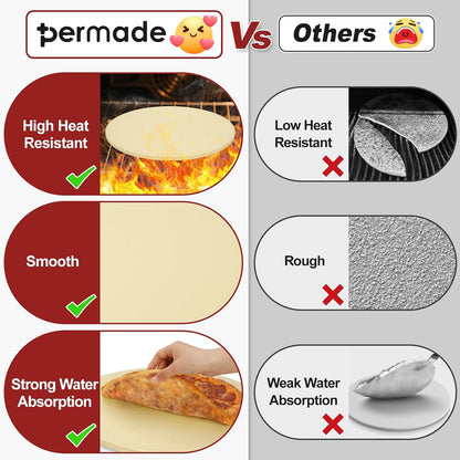 Round Pizza Stone for Grill and Oven- 15 inch Baking Stone(Beige)
