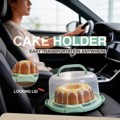 10in Buntz Cake Pan Non Stick & 12in Cake Carrier w/Lid-Handle,Mint Green