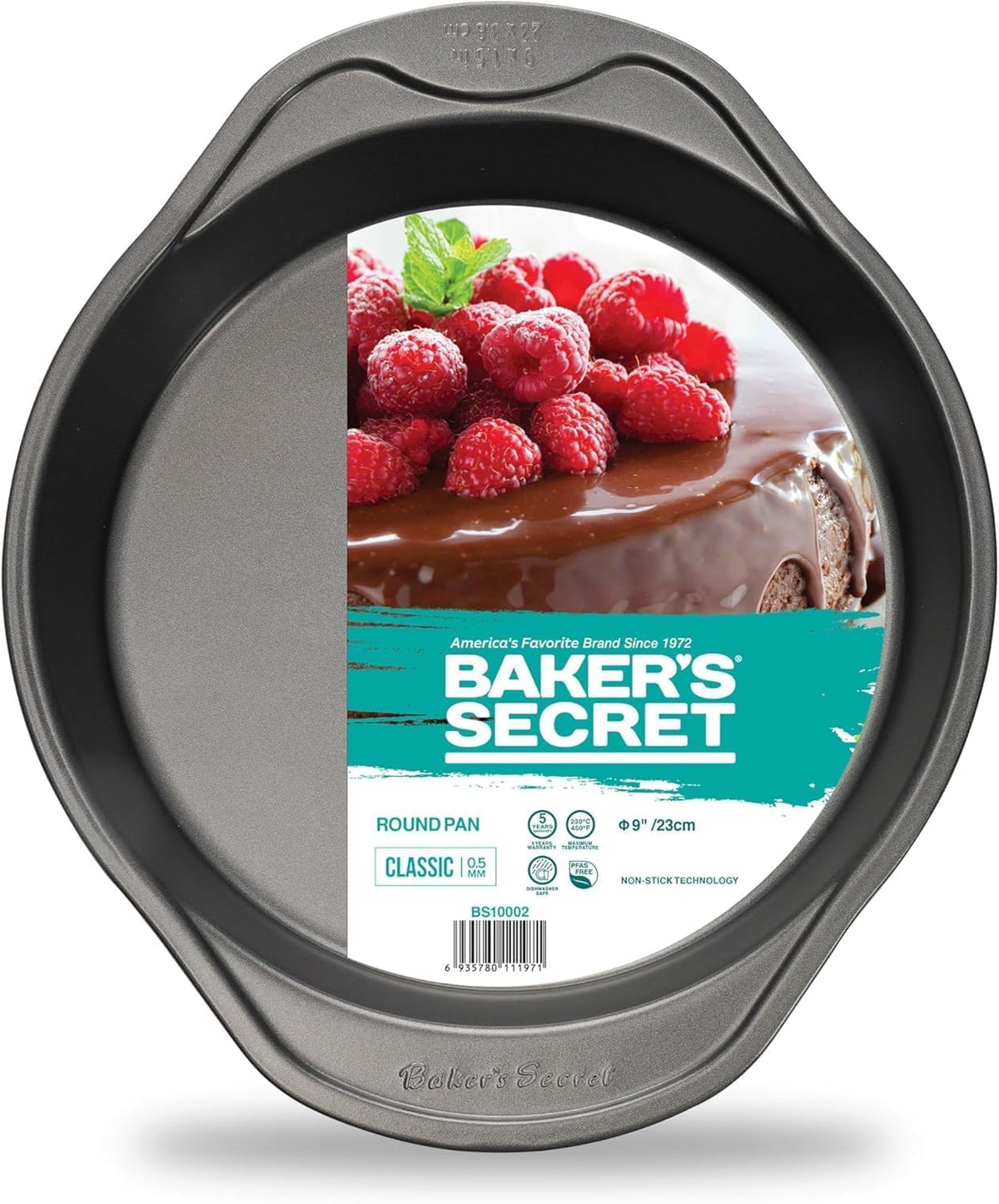 Baker's Secret 2pcs Nonstick Round Cake Pan 9", Carbon Steel Pan with Premium Food-Grade Coating, Non-stick Cake Pan for Birthday Cakes and others, Bakeware DIY - The Classic Collection