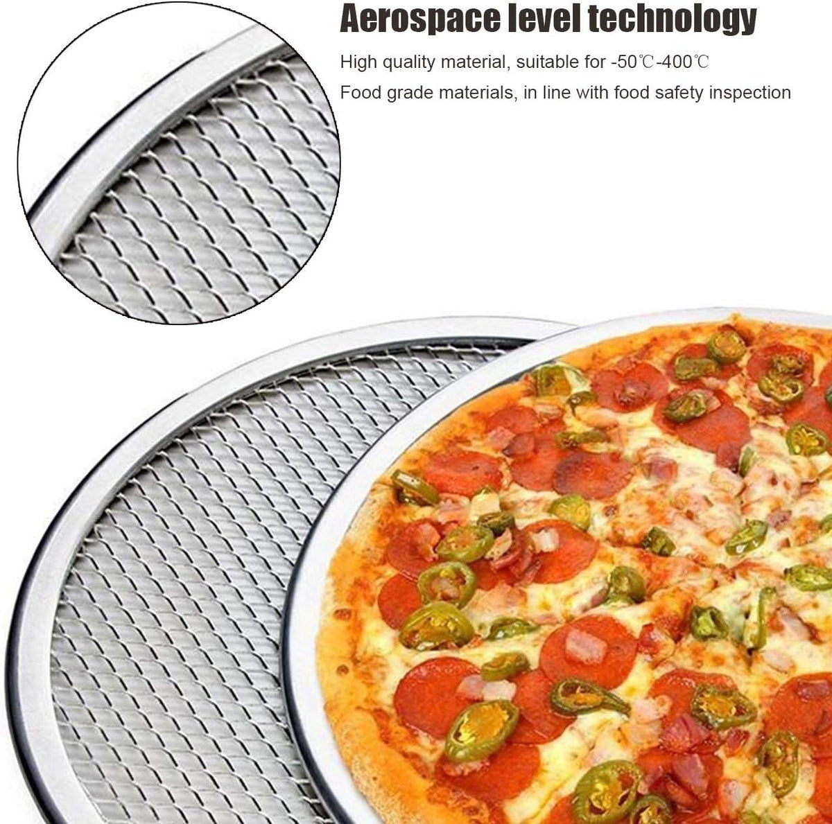 KWOLYKIM Pizza Screen, 3PCS Aluminum Alloy Seamless Pizza Screen Non Stick Mesh Net Baking Tray Cookware Kitchen Tool For Oven, BBQ 10 inch and 12 inch,14 inch