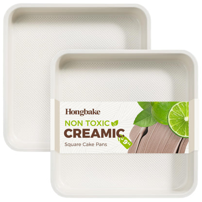 HONGBAKE Ceramic Nonstick 9” Round Cake Pans, Heavy-Duty Aluminized Steel