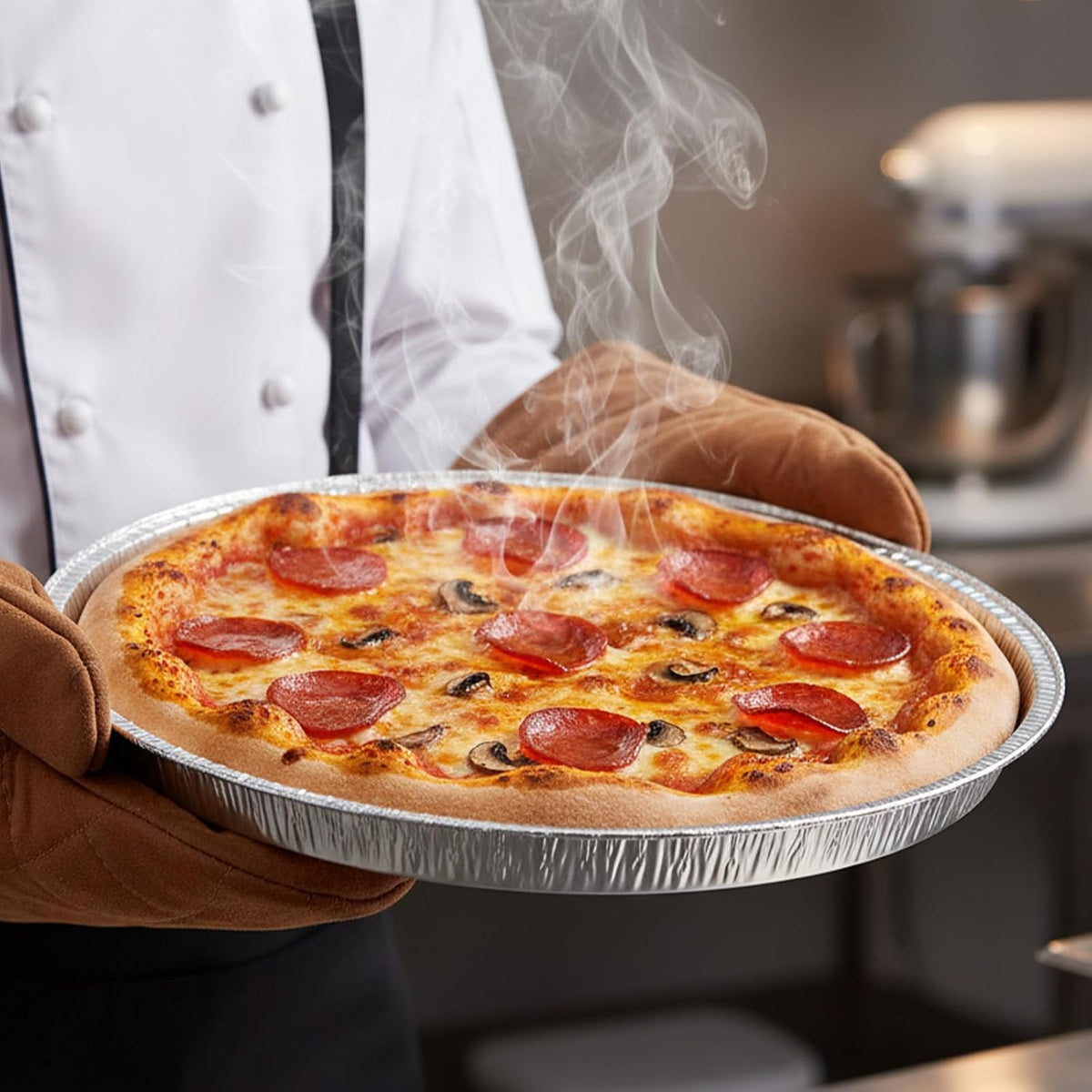 Kifmurase 30PCS Round Disposable Foil Pizza Pans, 11 Inch Large Size Focaccia Pan, Round Foil Serving Trays for Pizzas Cake Bread Chip Cookie, Disposable Aluminum Tin Plate for Freezer & OvenFoil