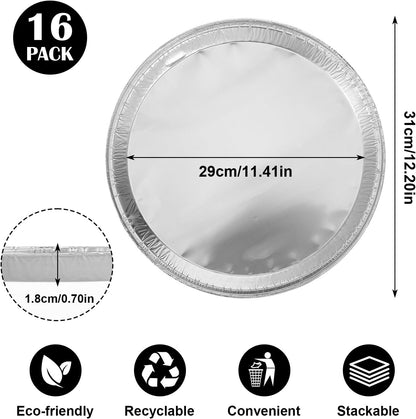 Kifmurase 16PCS Round Disposable Foil Pizza Pans, 12 Inch Focaccia Pan Large Serving Trays for Cake Bread, Large Size Chocolate Chip Cookie Cake Aluminum Tin for Freezer & Oven