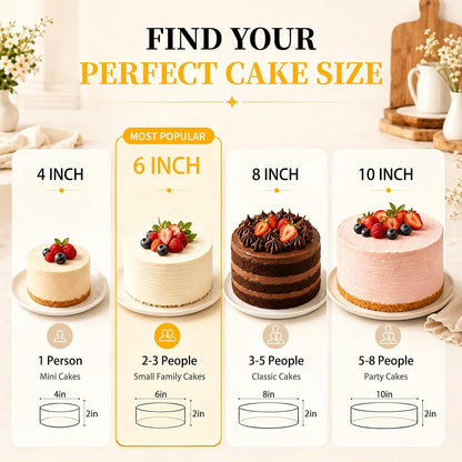 Vinino 6 Inch Round Cake Pan Set, 3 Pack Silicone Mold with Metal Frame
