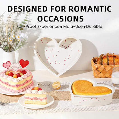 CAKETIME 3P 10 Inch Silicone Heart Shaped Cake Pans, Nonstick Cake Pan, BPA Free Silicone Heart Cake Baking Mold for Oven Dishwasher Safe-Heartdot