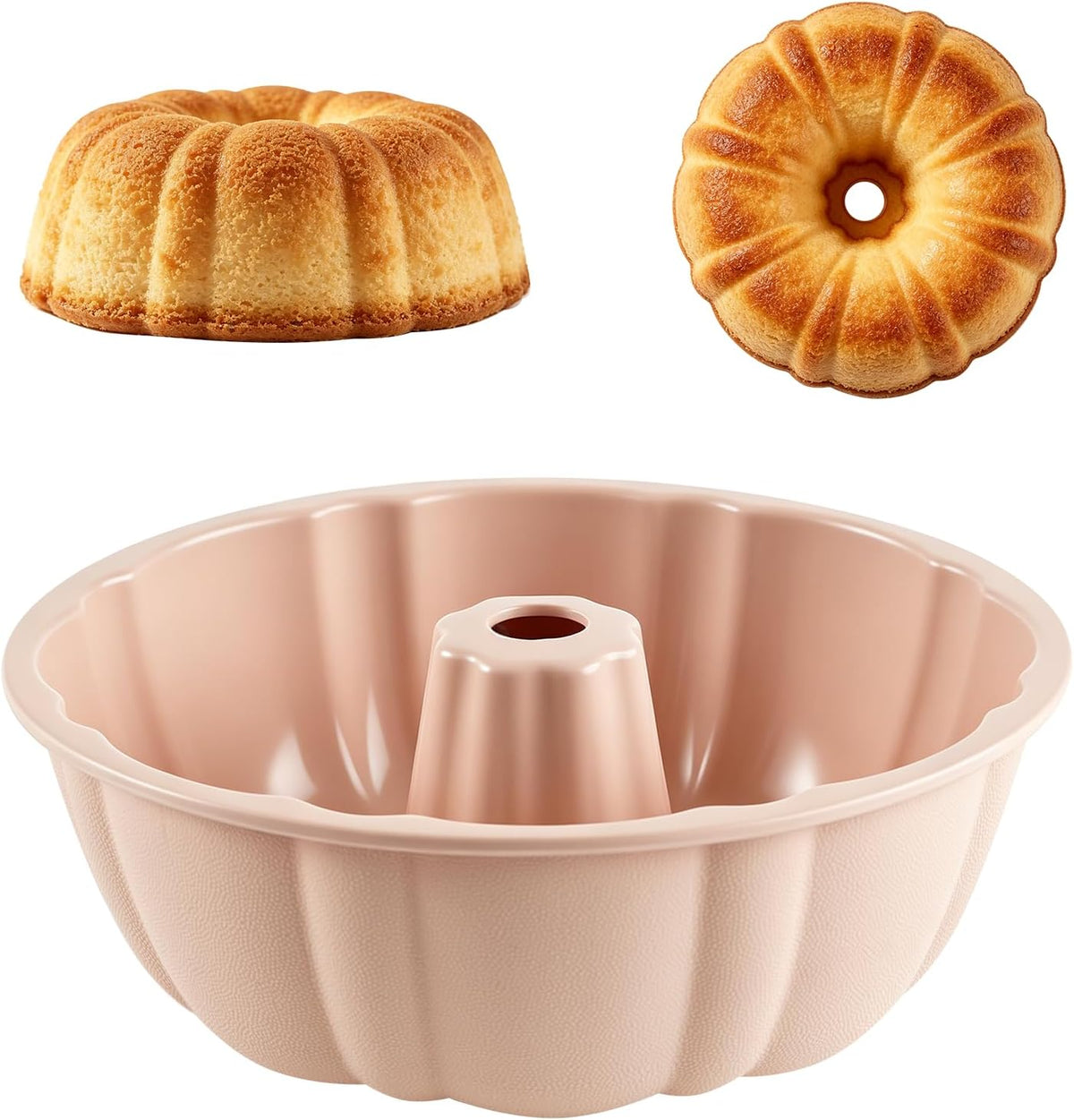Non-Stick Rectangular Cake Pan - 10.5 Inch Baking Pan for Cakes, Brownies, and Bars - Durable Carbon Steel with Premium Coating (Pink, Round)