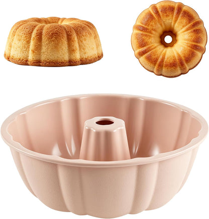 Non-Stick Rectangular Cake Pan - 10.5 Inch Baking Pan for Cakes, Brownies, and Bars - Durable Carbon Steel with Premium Coating (Pink, Round)