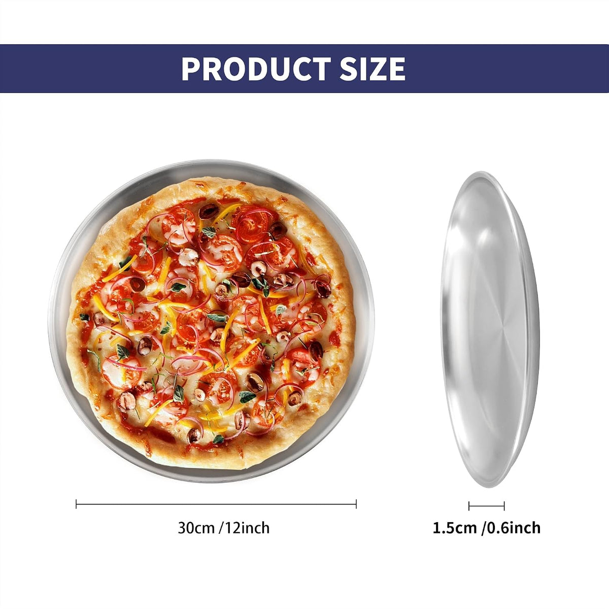 10 Pack 12 inch Stainless Steel Pizza Pan, Non Stick