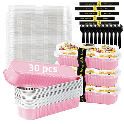 120 Pcs Mixed Color Mini Loaf Pans with Lids and Spoons, 6.8oz Aluminum Foil Baking Pans Versatile for Mini Cake Tins/Loaf Cakes Sturdy Mini Pans with Lids for Baking (120, mixed)