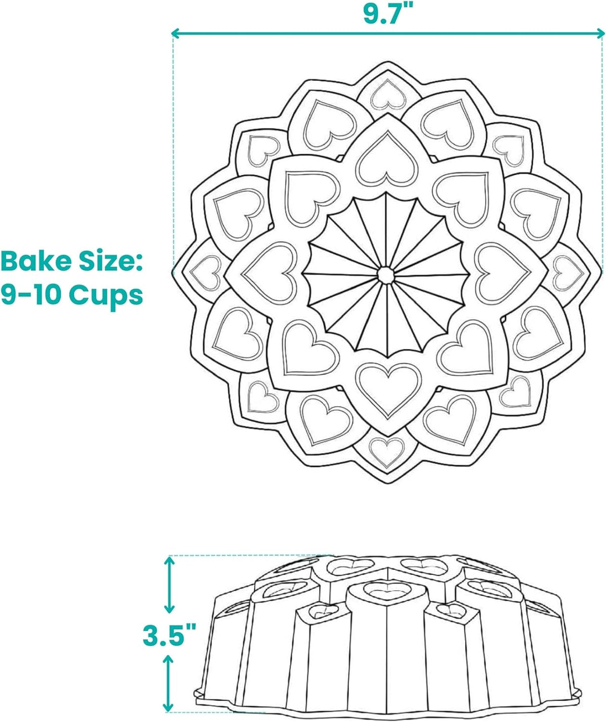 Baker's Secret Nonstick Fluted Cake Pan, Perfect for Fluted Cakes, Die Cast Aluminum Cake Pans, 2 Layers Non-stick Coating For Easy Release, Fluted Cake Pans - (Amour)