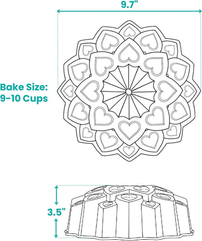Baker's Secret Nonstick Fluted Cake Pan, Perfect for Fluted Cakes, Die Cast Aluminum Cake Pans, 2 Layers Non-stick Coating For Easy Release, Fluted Cake Pans - (Amour)
