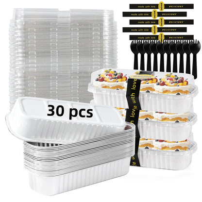120 Pcs Mixed Color Mini Loaf Pans with Lids and Spoons, 6.8oz Aluminum Foil Baking Pans Versatile for Mini Cake Tins/Loaf Cakes Sturdy Mini Pans with Lids for Baking (120, mixed)