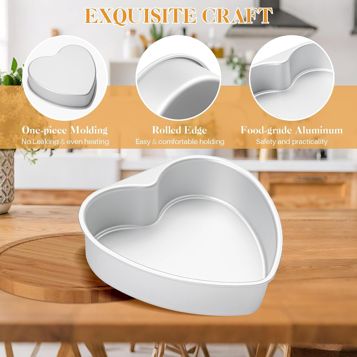 8 Inch Heart Shaped Cake Pans,2 Pack Non-stick Aluminum Heart Pan