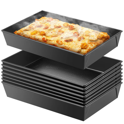 3 Pcs Detroit Style Pizza Pan, 9.5 x 9.5 x 2.56 Inch, Black