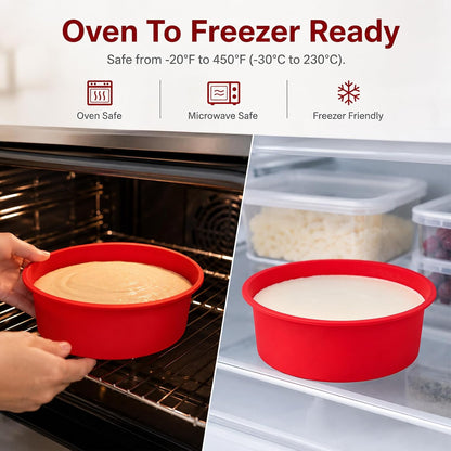 4 Pack Silicone Cake Pans, 6 Inch Non-Stick Silicone Cake Molds for Baking