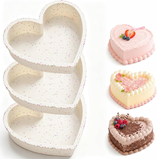 8 Inch Heart Shaped Cake Pans for Baking, Set of 3