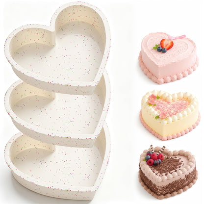 8 Inch Heart Shaped Cake Pans for Baking, Set of 3