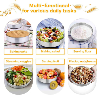 TeamFar Cake Pan, Stainless Steel Round Baking Tier Cake Pans Tins Set of 5