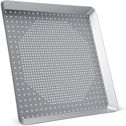 Beasea Square Pizza Pan for Oven, 11.8 Inch Pizza Pan with Holes Aluminum Alloy Pizza Oven Tray Pizza Crisper Pan Pizza Baking Tray Bakeware for Home Restaurant Kitchen