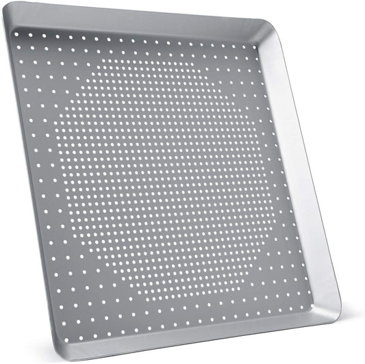 Beasea Square Pizza Pan for Oven, 11.8 Inch Pizza Pan with Holes Aluminum Alloy Pizza Oven Tray Pizza Crisper Pan Pizza Baking Tray Bakeware for Home Restaurant Kitchen